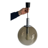 Vintage 70s smoked glass pendant light