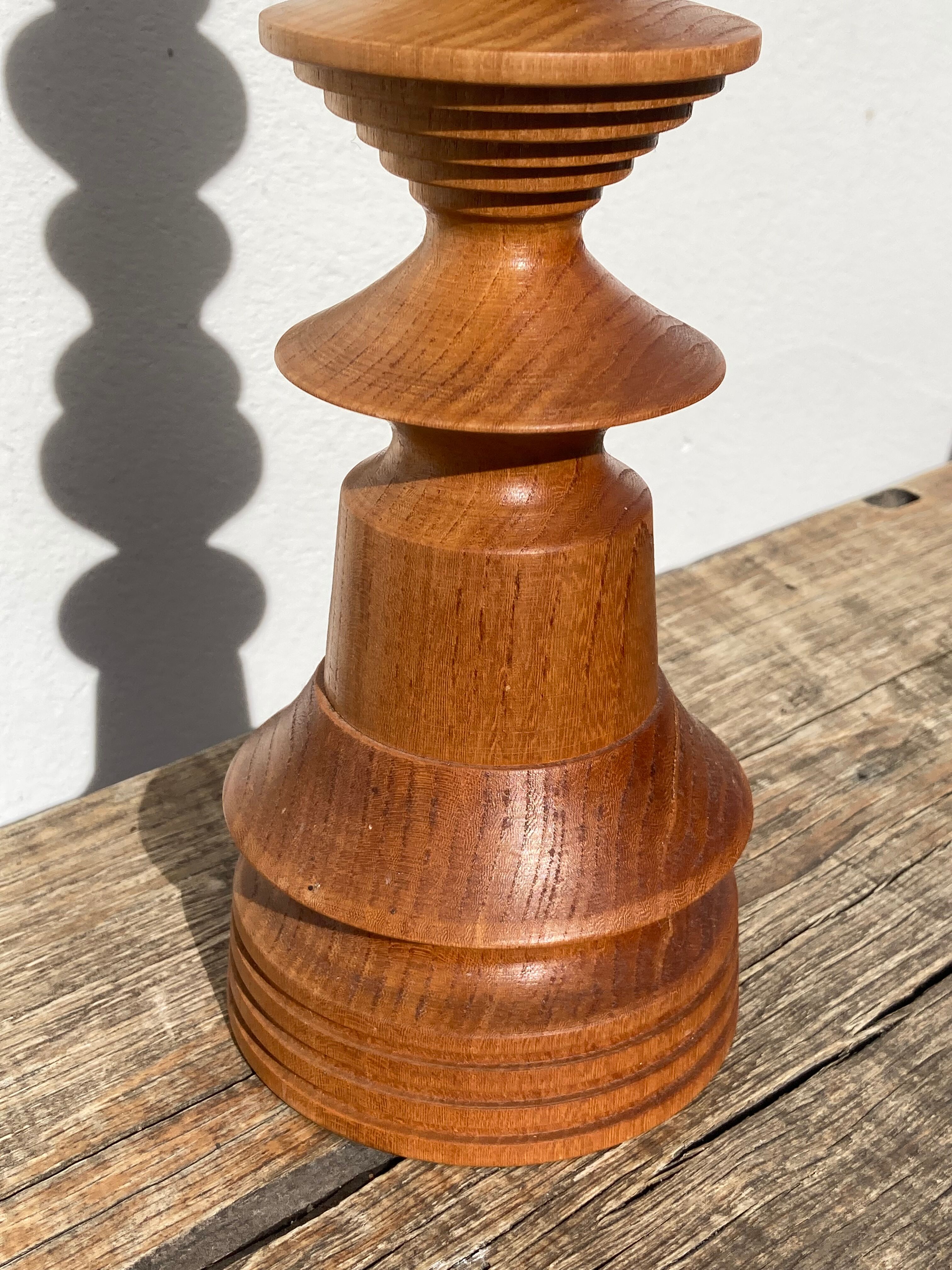 Large vintage Scandinavian turned wooden candle holder