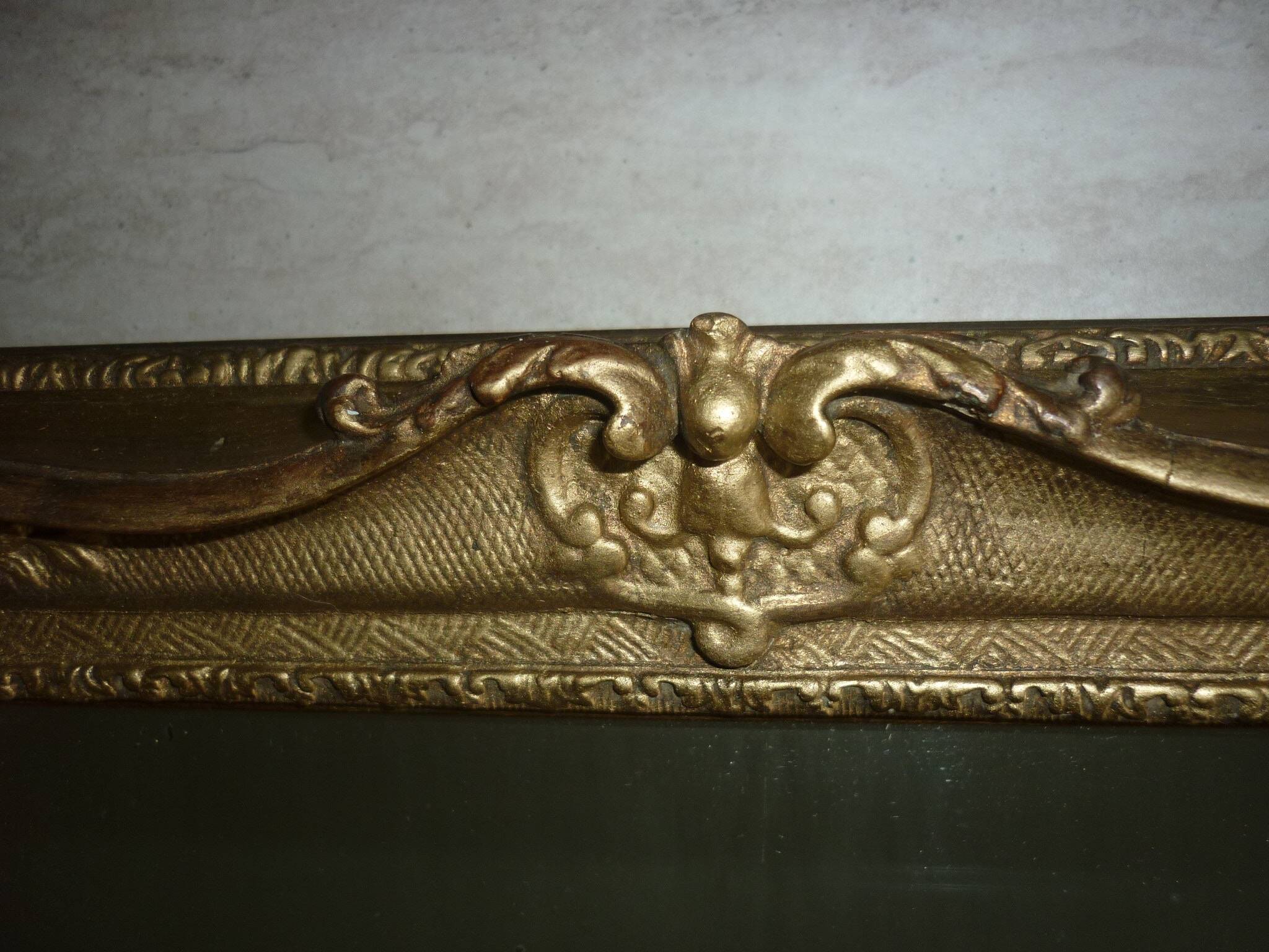 Wooden mirror and gilded stucco rocaille style 33x29