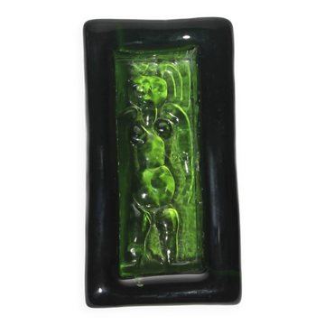 Bol en verre art déco de relief féminin nu par Erik Höglund
