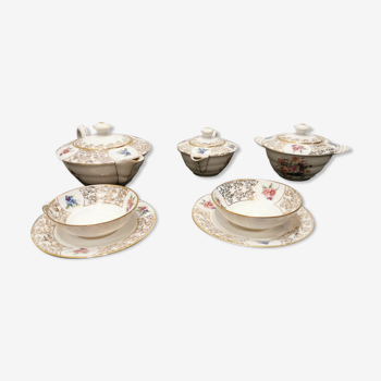 Limoges porcelain tea service duo stamped Luce