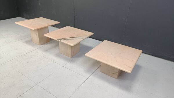 Tables gigognes ou tables d'appoint vintage en marbre, années 1970