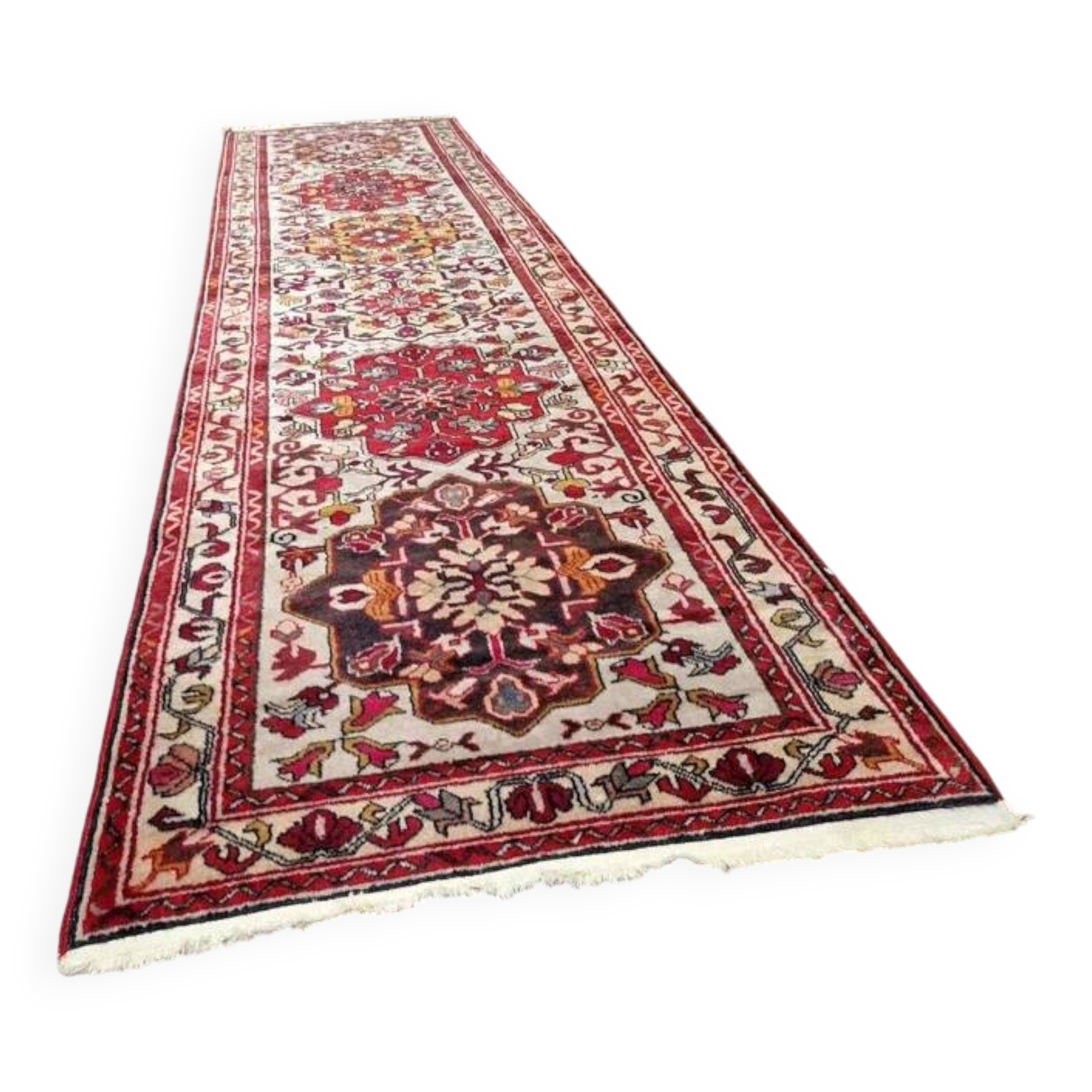 Vintage Anatolian rug, 80x280 cm – hand-knotted, wool on cotton, 1970s