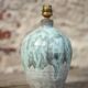 Vintage blue/grey glazed stoneware lamp, round lamp base, lamp stand.