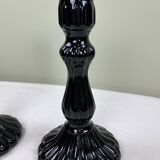 Pair of black opaline candlesticks