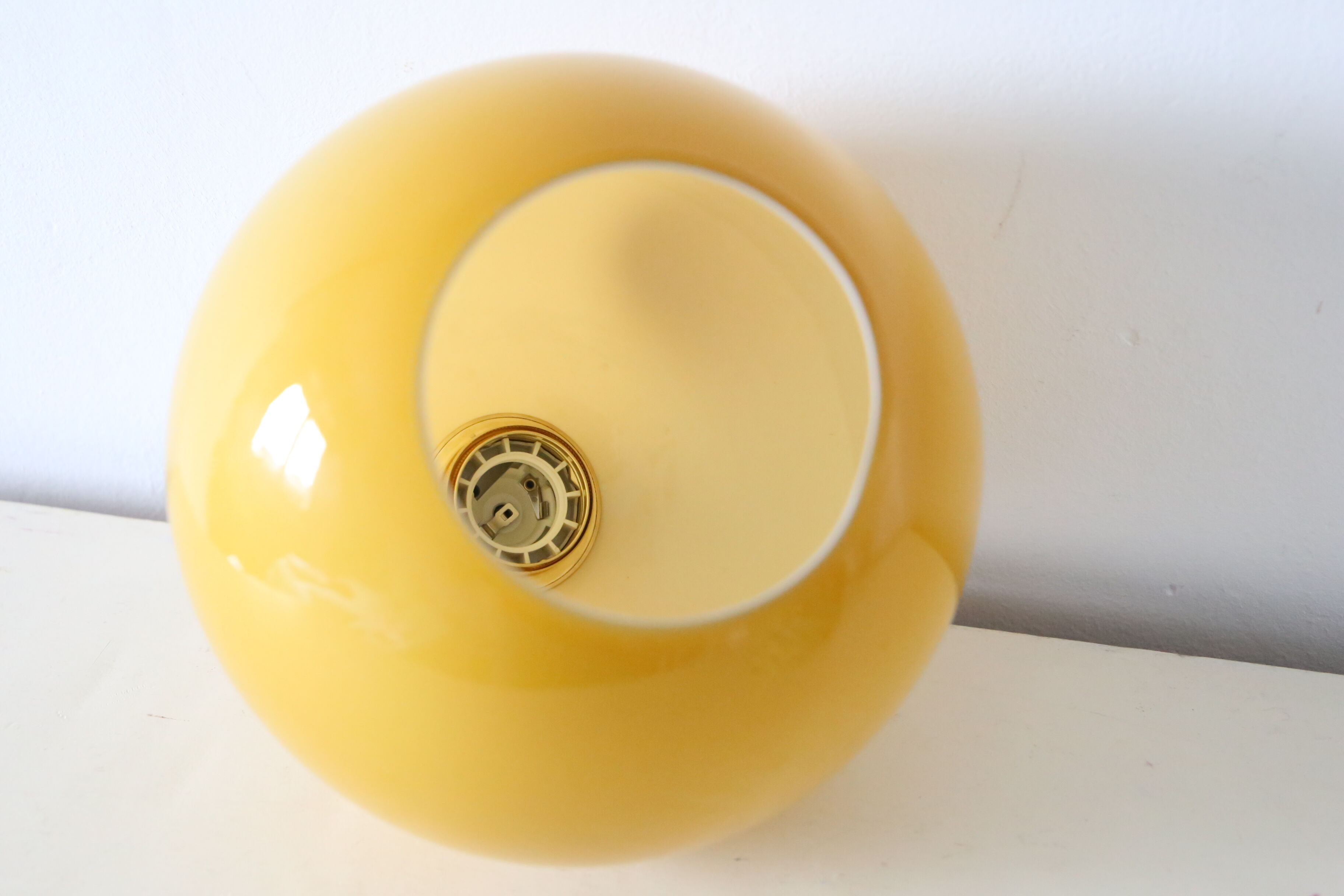 Orange round opaline hanging lamp vintage