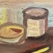 Original Swedish Oil on Canvas – "Breakfast" by Bengt Delefors – Signed "B. Delefors" – Vintage & Framed – 49 × 40 cm (19.3" × 15.7")