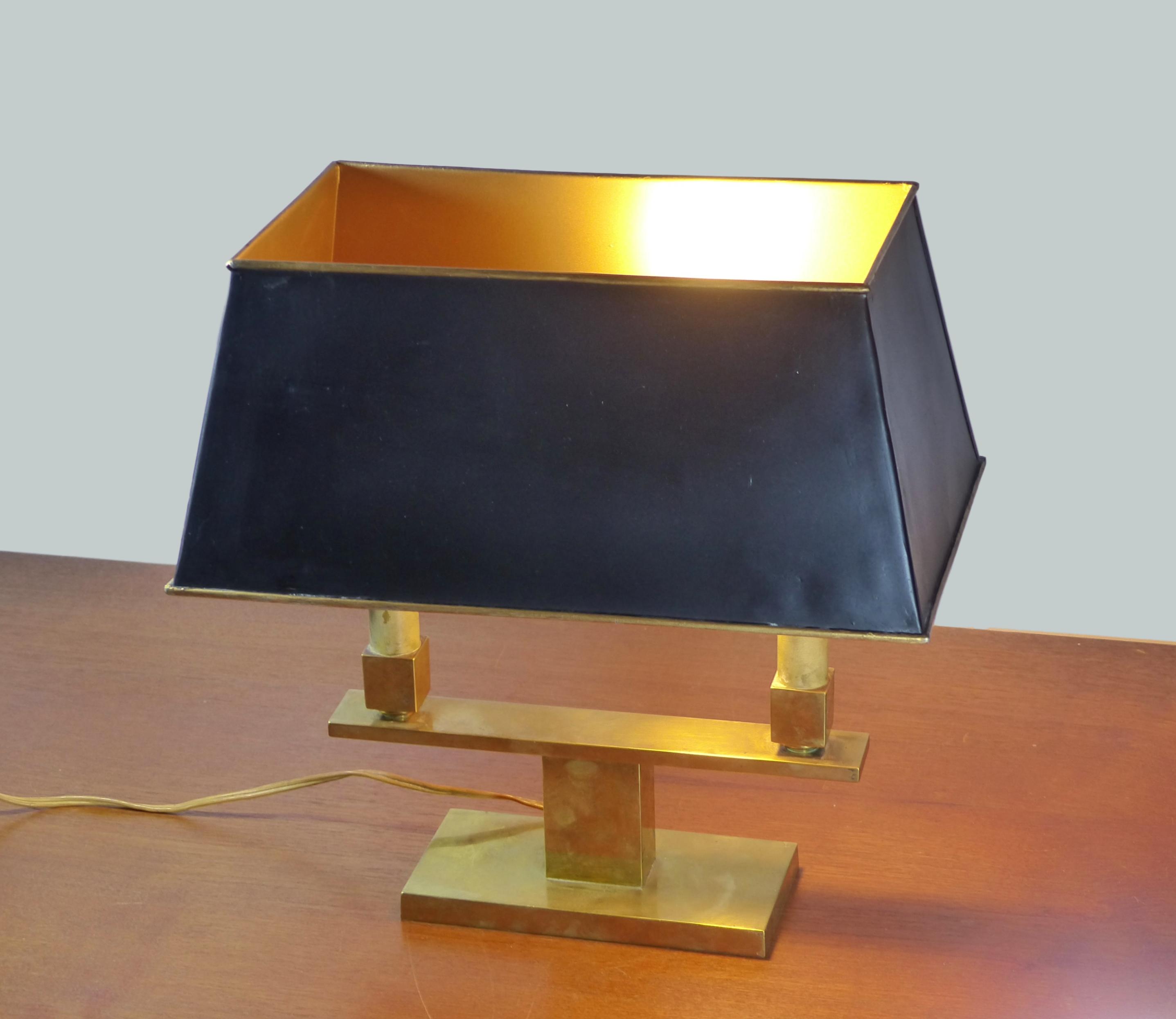 Modernist gilt bronze table lamp