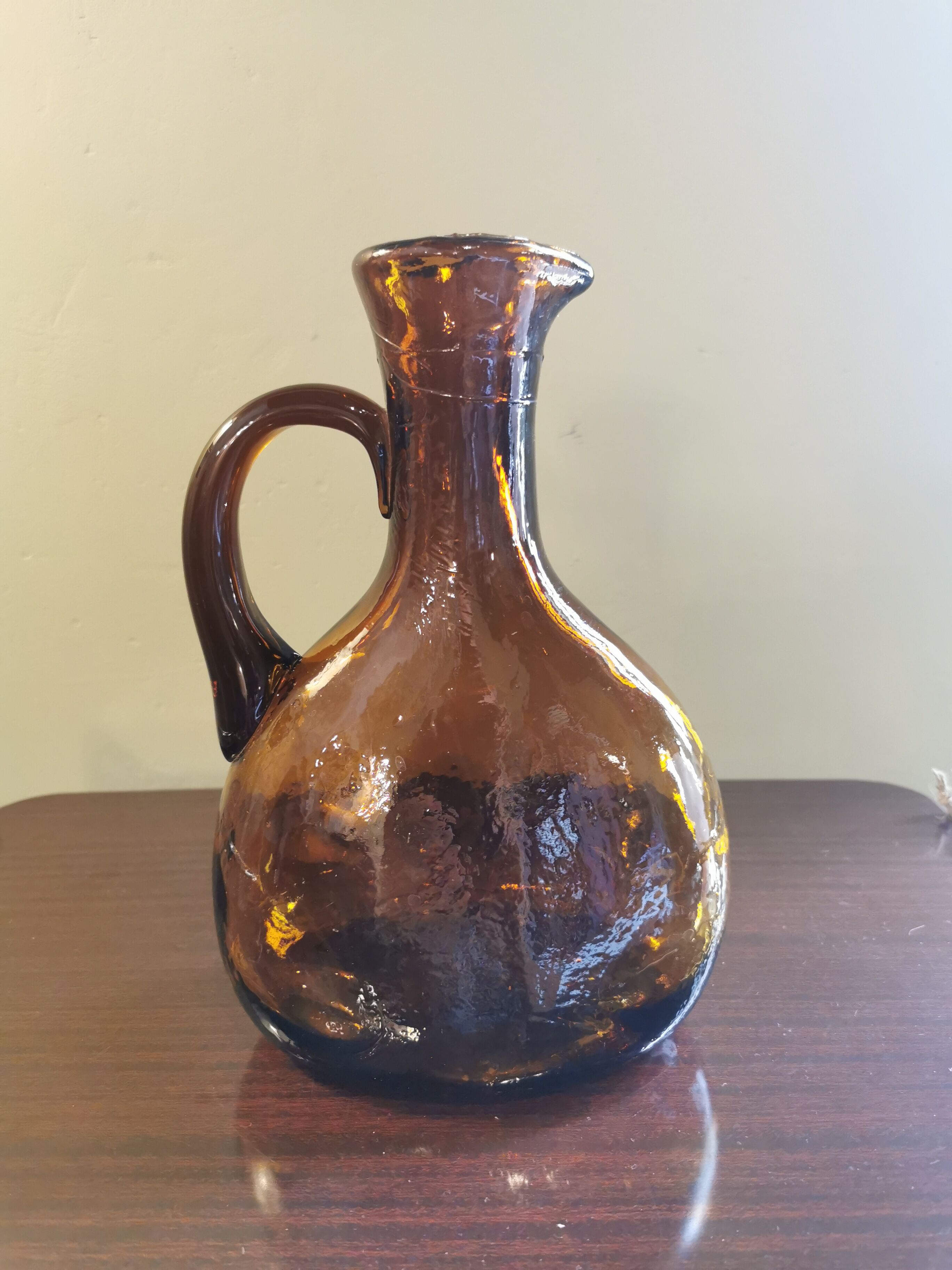 Vintage amber glass pitcher
