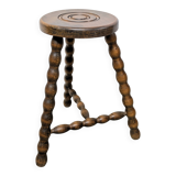 Turned wooden tripod stool