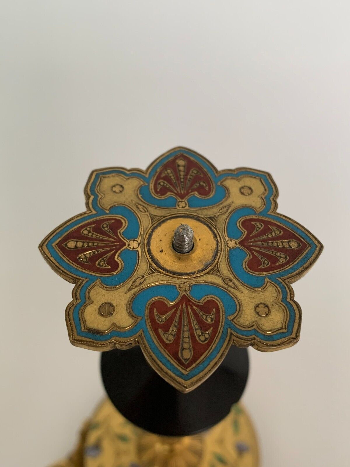 Pair of candlesticks Napoleon III in bronze cloisonné XIXth Barbedienne