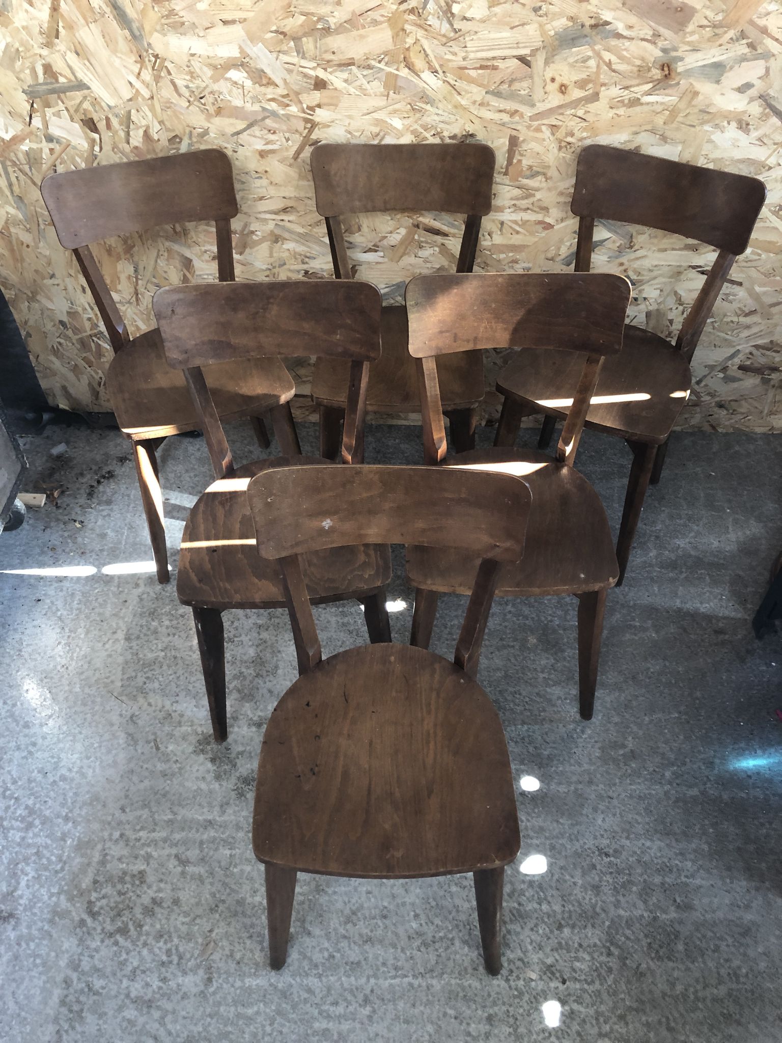Série de 6 chaises bistrot scandinave bois vintage