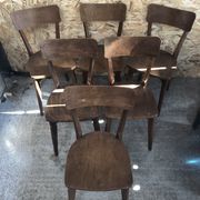 Série de 6 chaises bistrot scandinave bois vintage