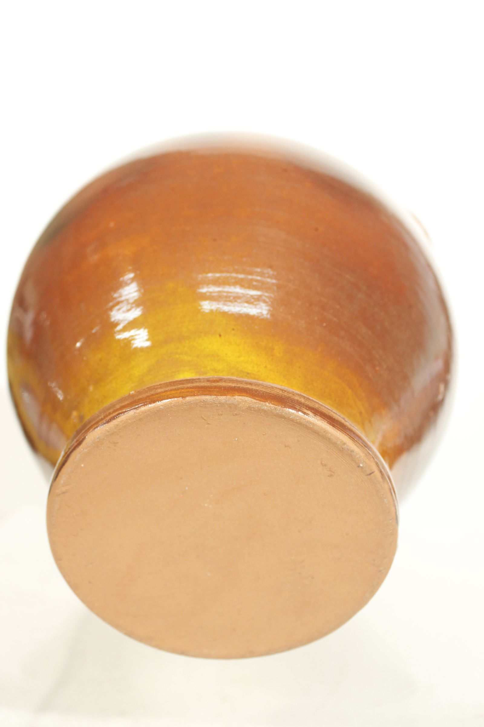 Vintage gargoulette jug in orange enamel ceramic France XXth