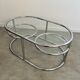 Vintage tubular coffee table glass top, Italian design of the 70s