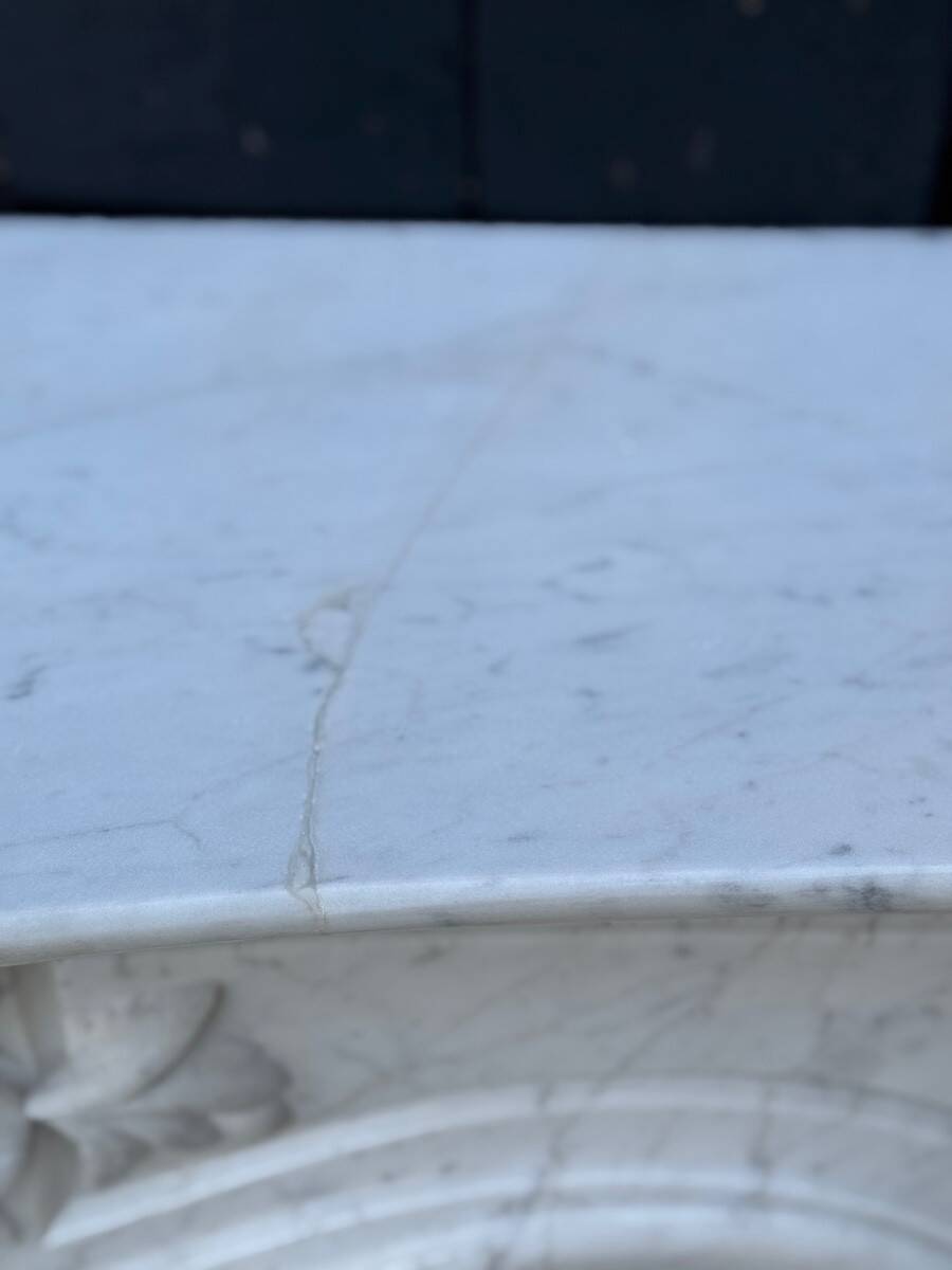 Louis XV Style Fireplace in Carrara Marble, Circa 1980
