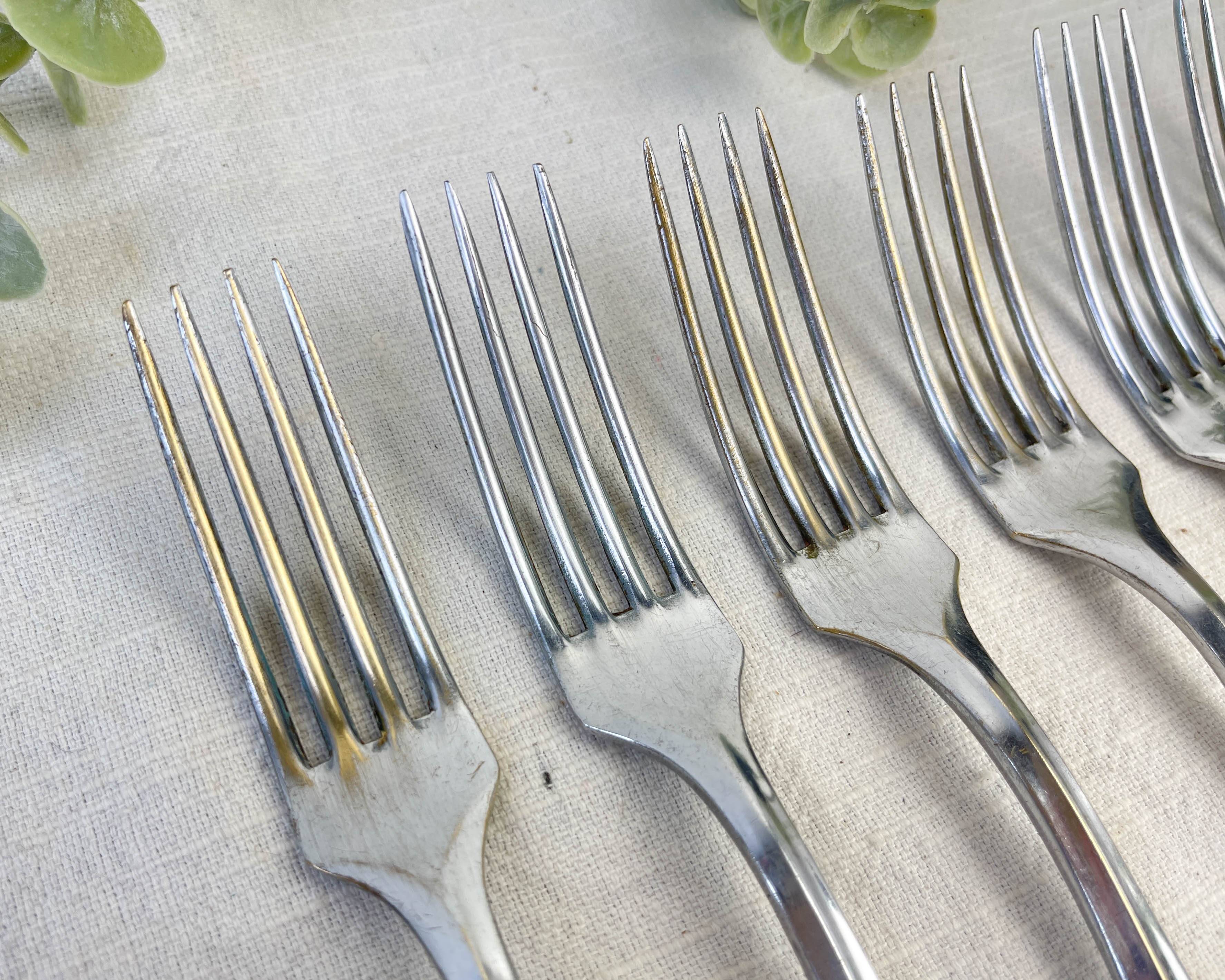 6 vintage stainless steel forks vlm italia