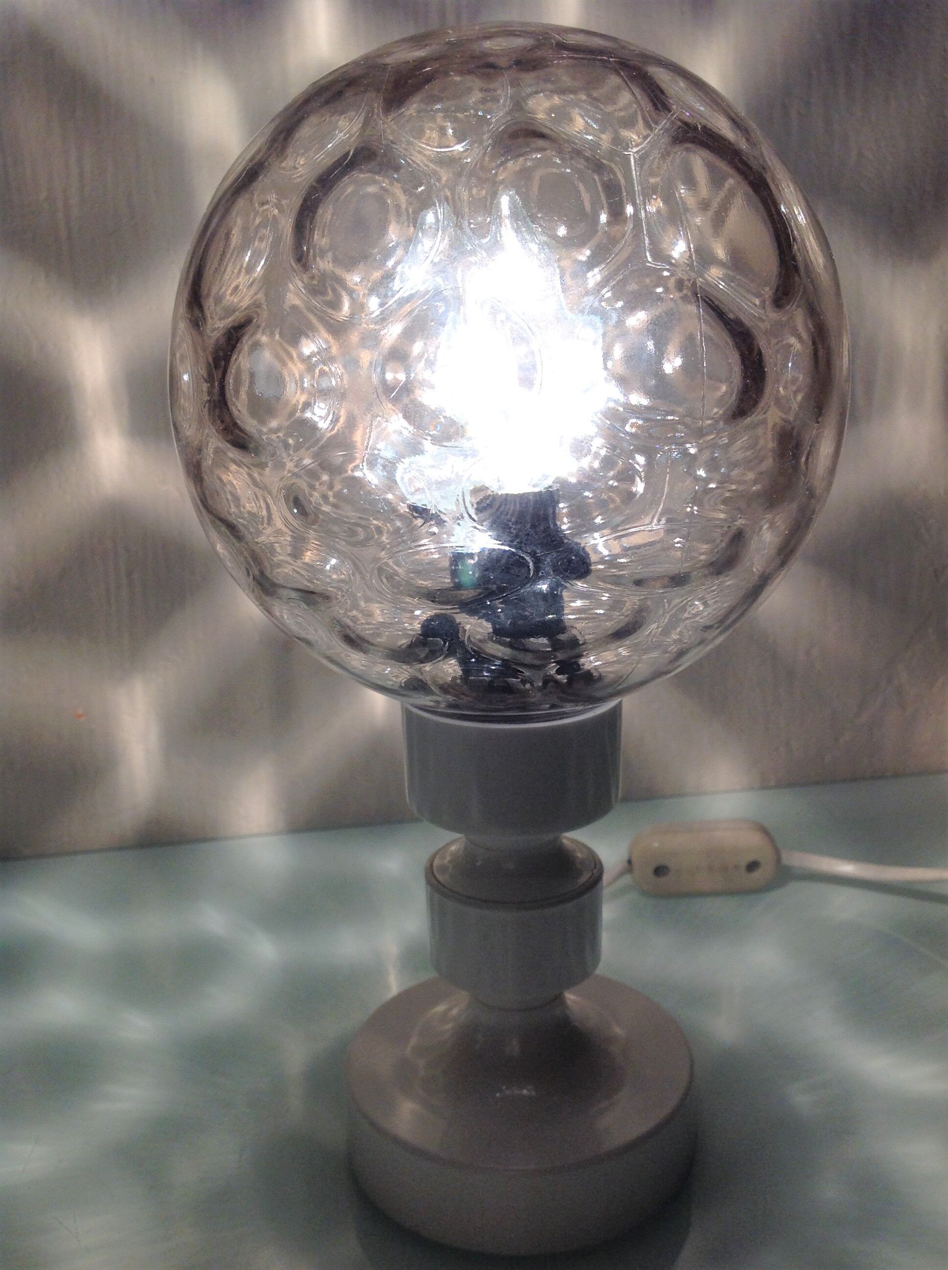 Bedside lamp globe in tinted glass / vintage 60s-70s