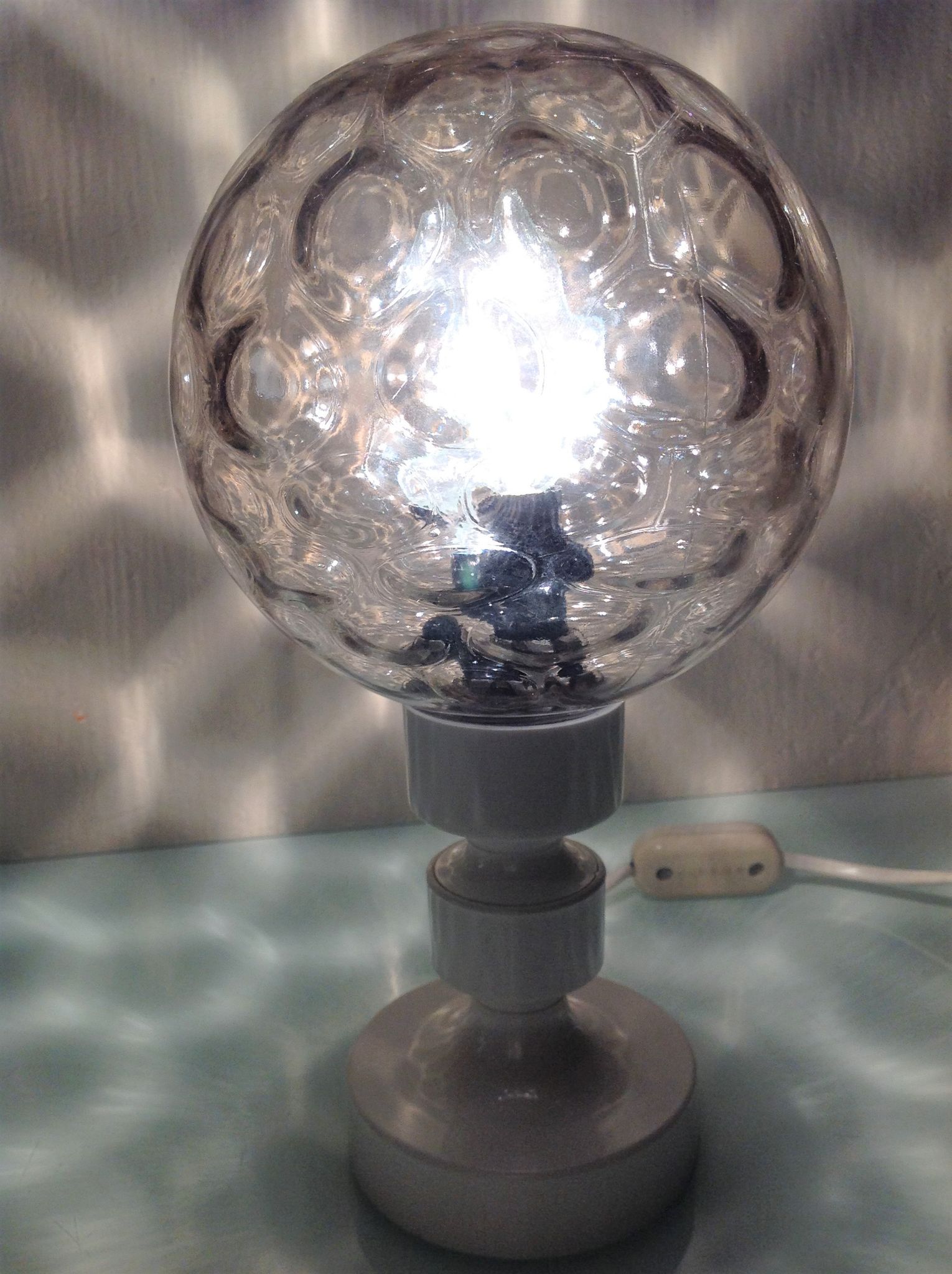 Bedside lamp globe in tinted glass / vintage 60s-70s