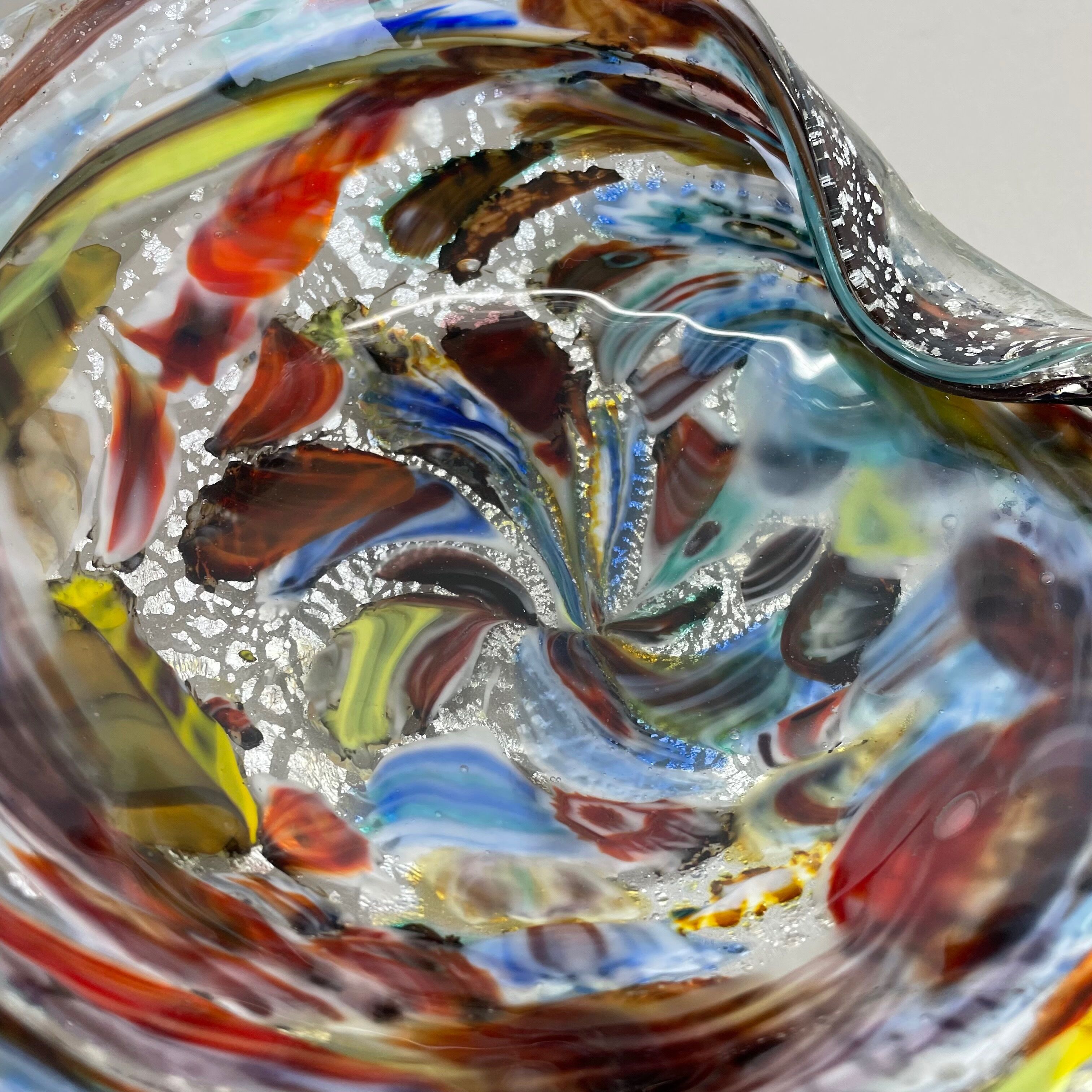 Bol en verre de Murano argent Flakes Shell Ashtray by Dino Martens Italie Années 1960