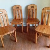 Set of 4 80s pine chairs