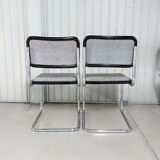 Vintage Marcel Breuer design chairs, Cesca model, heather gray fabric seat