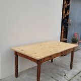 Old rustic farm table 2 drawers 1900s - 1m62