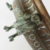 Repelled copper planter with acanthus and cast bronze legs, 1900s