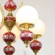 Mid-Century Italian Brass, Opaline & Ceramic Chandelier