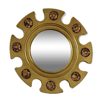 Miroir soleil bois doré 1960