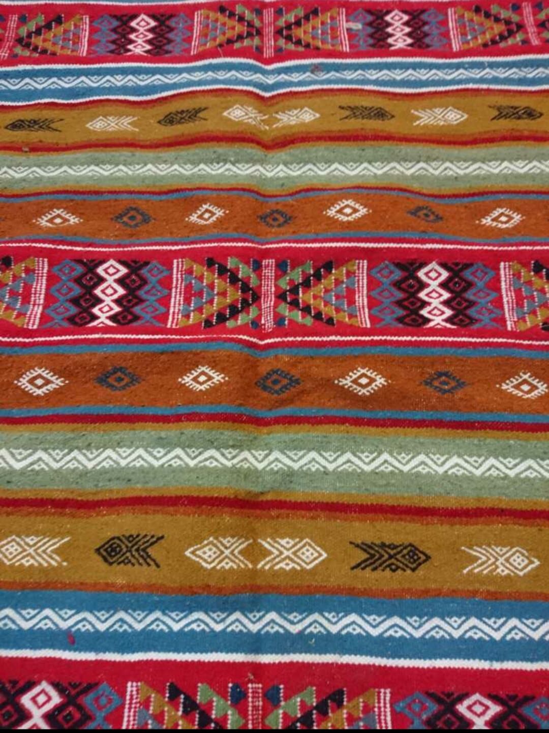 Multicolored Berber kilim rugs in pure wool