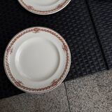 Set of 6 vintage flat plates, 23 cm, Longwy brand, Mireille pattern.