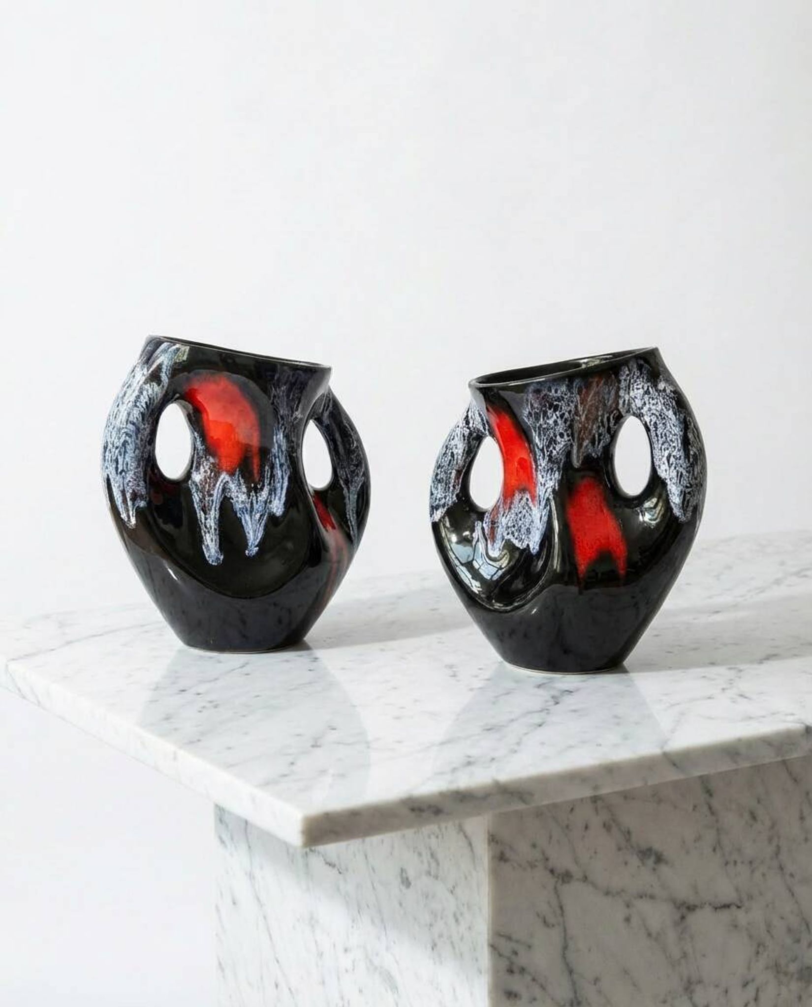Pair of Vallauris Fat Lava vases
