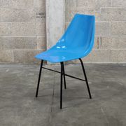 Metal and blue fiber chair by Miroslav Navratil for Vertex