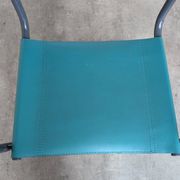 Vintage Mart Stam Style Armchair: Turquoise Leather, Black Chrome Cantileve