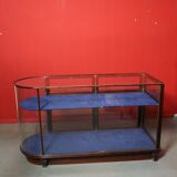 Mahogany showcase case with curved glass