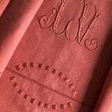 Old linen and cotton sheet in brick red