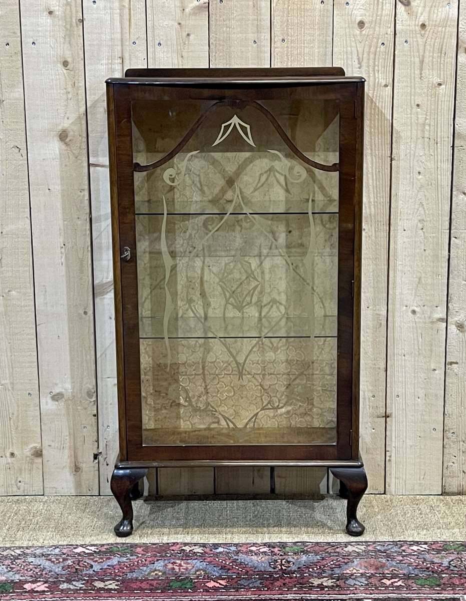 English mahogany display cabinet from the 1950s
