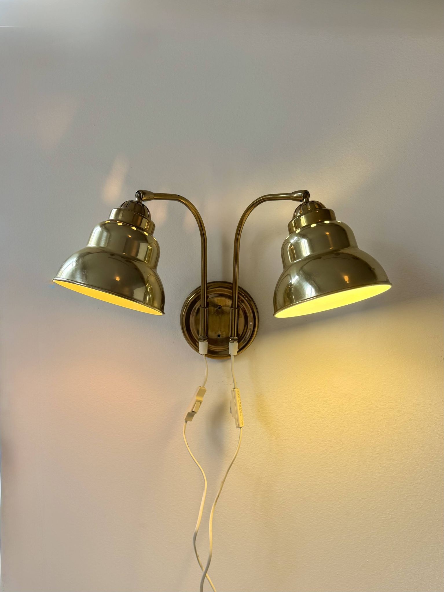 Applique vintage double en laiton, Suède, 1970