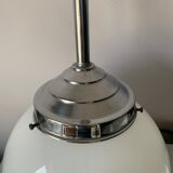 Vintage white chrome and opaline pendant lamp