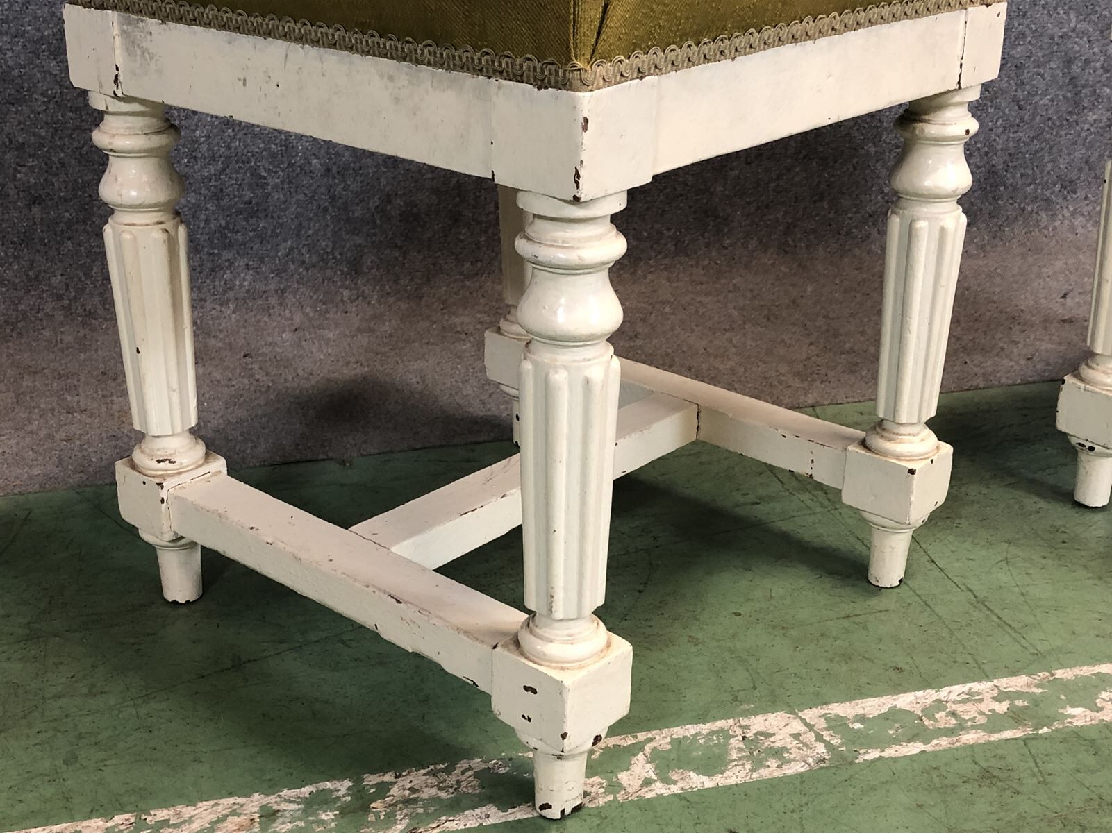 Pair of Louis Philippe stools painted white, late 19th century