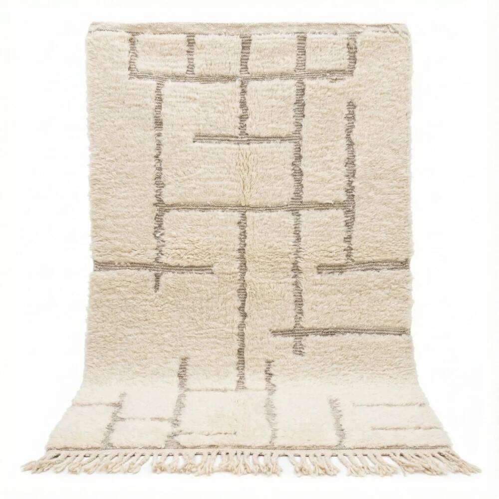 Moroccan rug with black graphic pattern