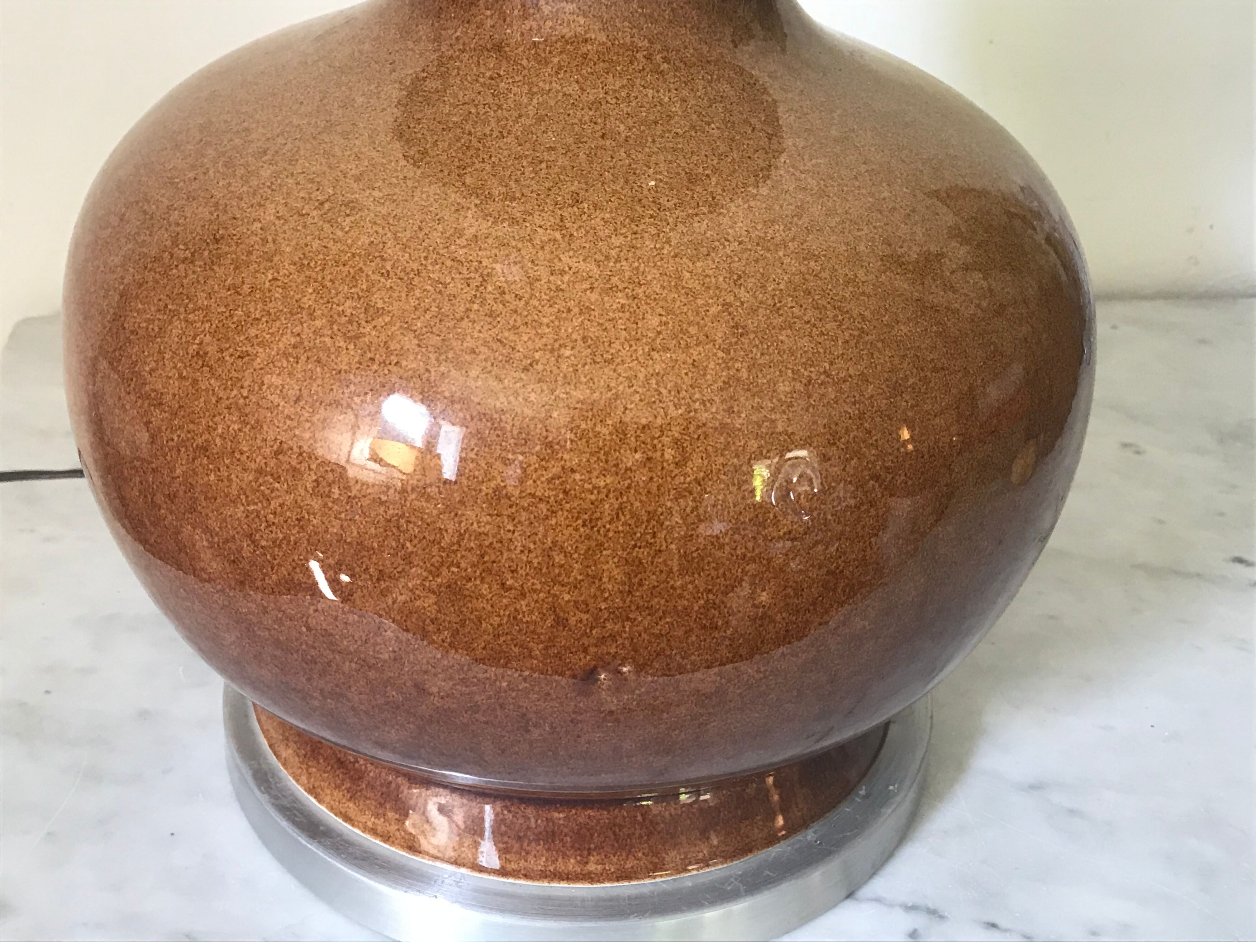 Ceramic and aluminum lamp foot brushed 46cm