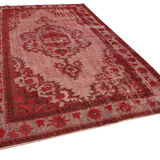 Handmade carved anatolian 1980s 215 cm x 341 cm red rug