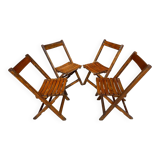 4 Antique Folding Bistro Brasserie Terrace Chairs
