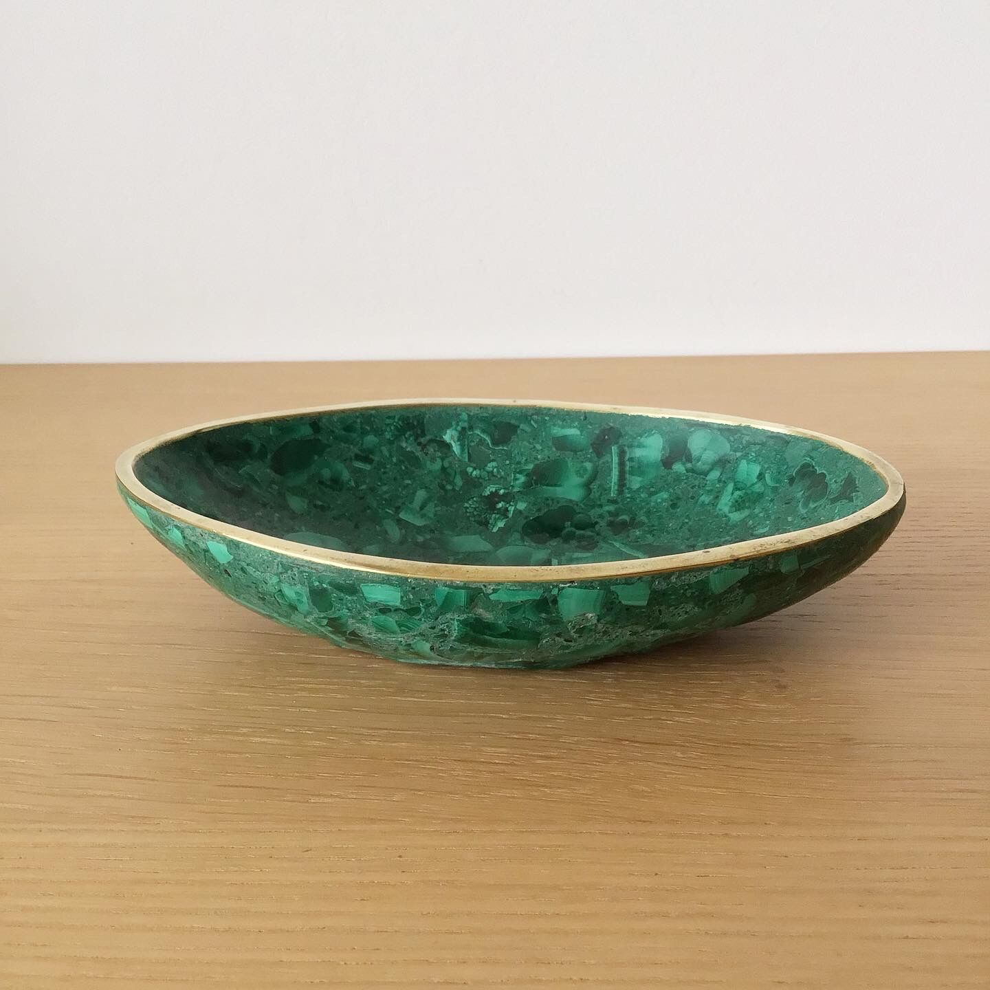 Vintage cup in malachite and brass