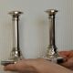 Pair of mid-century silver-plated metal candleholders