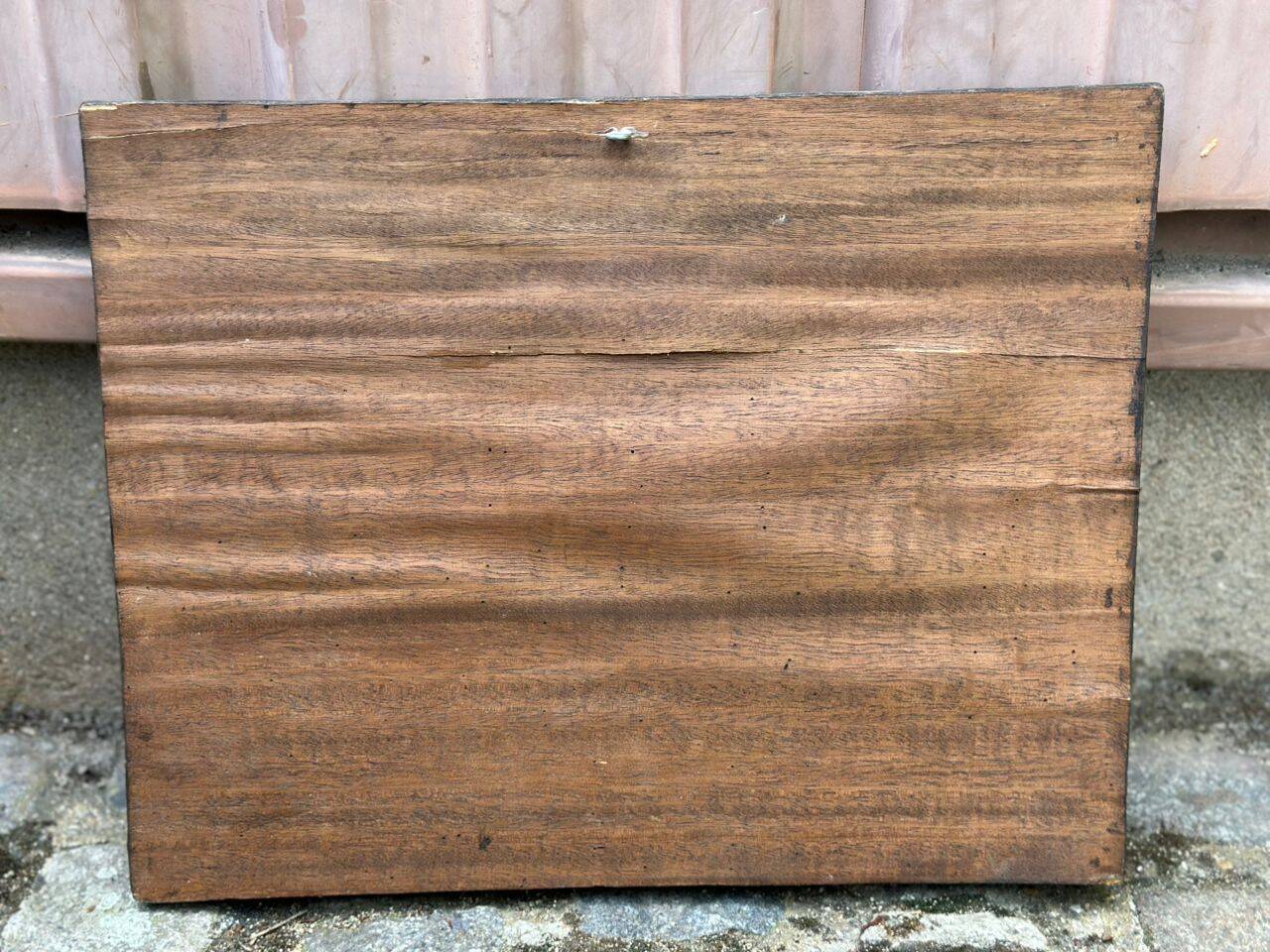 Wooden bas-relief panel, carved and painted