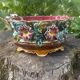 Antique jardinière in barbotine attributed to Onnaing with a floral motif.
