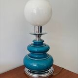 Vintage turquoise blue crackled glazed ceramic lamp – base ch